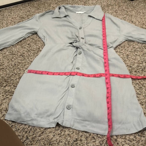 Anthropologie Oak + Fort Shirtdress Shirt Dress Size Small Gray Twist Knot Front - Picture 9 of 10